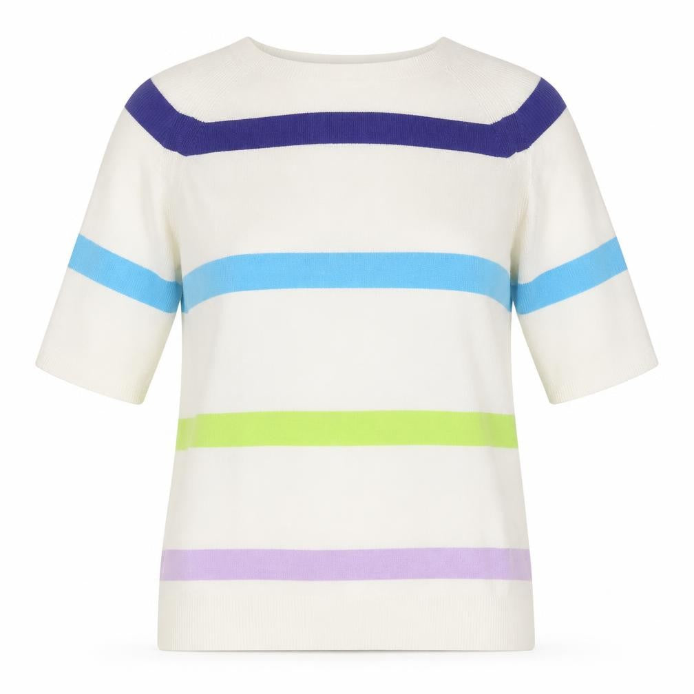 Front view of Marks & Spencer Women's Multicoloured Striped Cotton Knit Jumper, size S