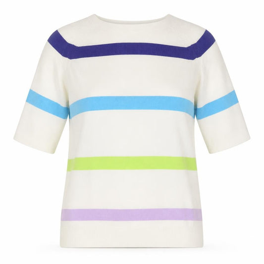Front view of Marks & Spencer Women's Multicoloured Striped Cotton Knit Jumper, size S