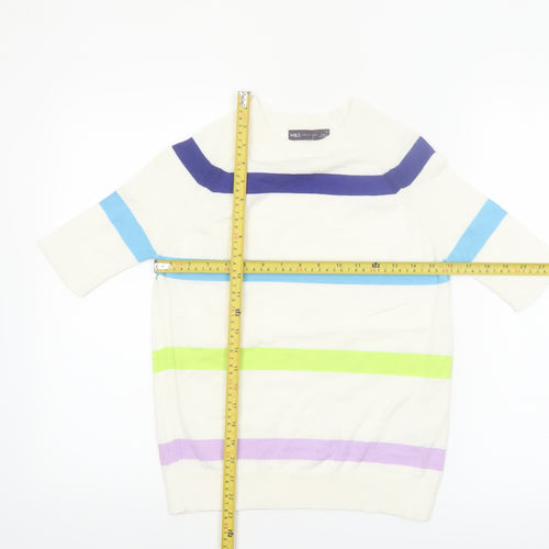 Marks and Spencer Women's Multicoloured Striped Cotton Knit Jumper Size S
