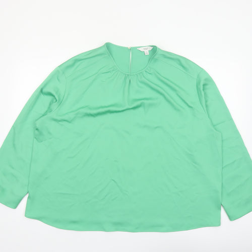 Marks and Spencer Women's Green Long Sleeve Blouse Size 20 Regular
