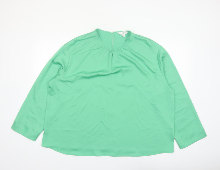 Marks and Spencer Women's Green Long Sleeve Blouse Size 20 Regular