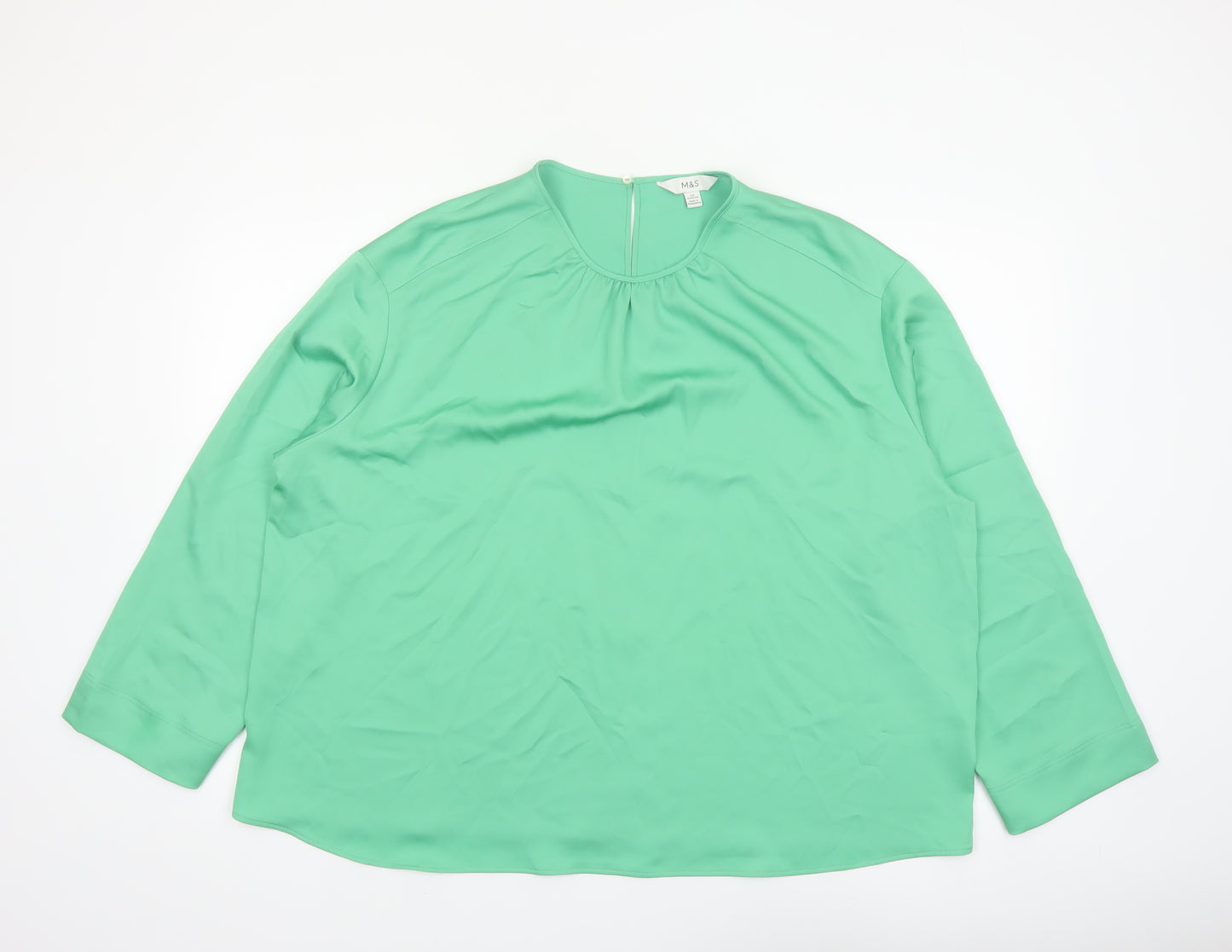 Marks and Spencer Women's Green Long Sleeve Blouse Size 20 Regular