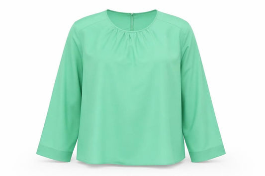 Front view of Marks & Spencer Women's Green Long Sleeve Blouse, size 20, Regular