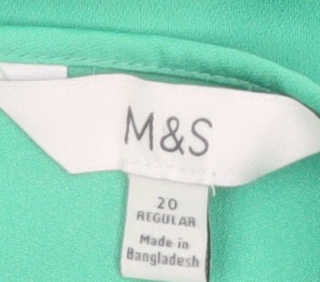 Marks and Spencer Women's Green Long Sleeve Blouse Size 20 Regular