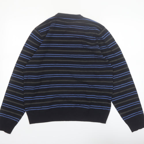 Marks and Spencer Mens Navy Mix V-Neck Striped Jumper Medium