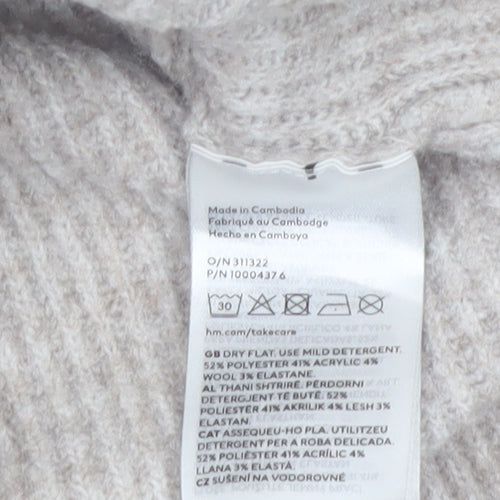 H&M Women Beige Cardigan Medium Wool Blend V-Neck Long Sleeve