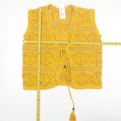 Marks and Spencer Women's Yellow Sleeveless Knit Kimono Blouse M