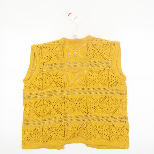 Marks and Spencer Women's Yellow Sleeveless Knit Kimono Blouse M