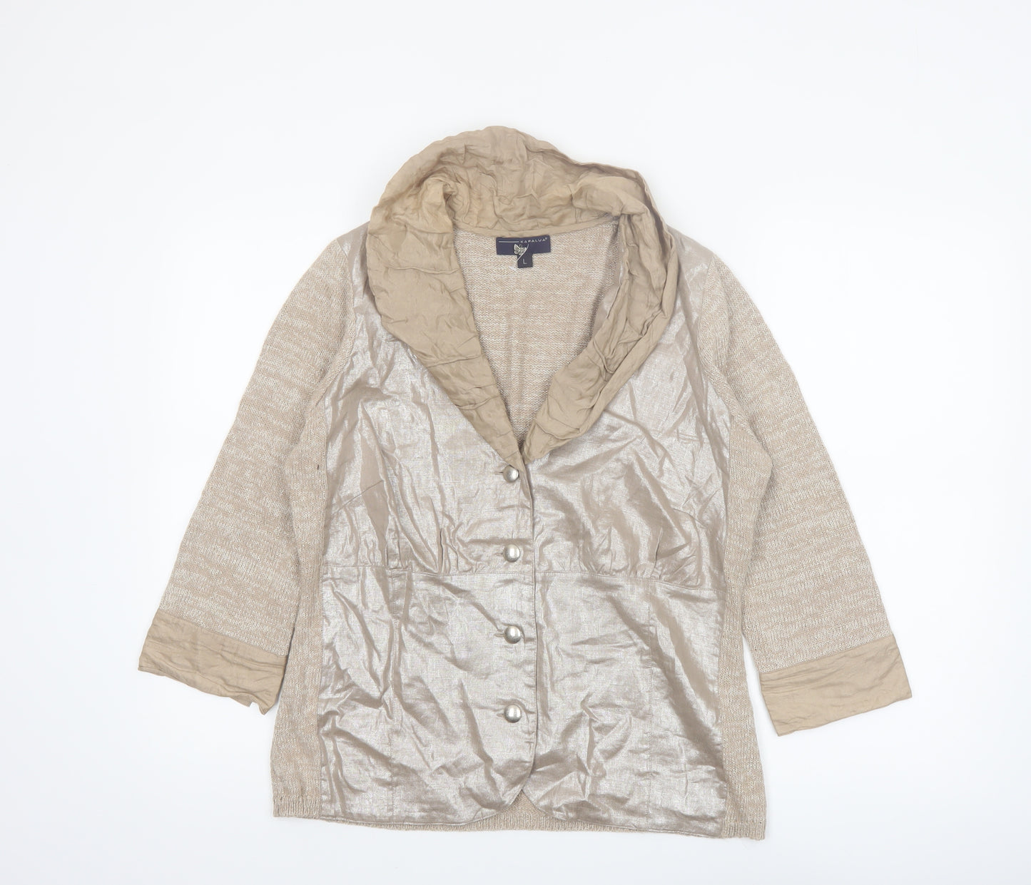 Kapalua Women’s Beige Linen Silk Blend Shawl Collar Suit Jacket L