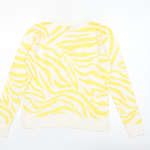 Marks and Spencer Womens Yellow Animal Print Acrylic Crew Neck Jumper Size 10