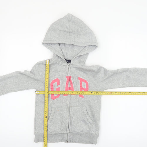 GAP Girls Grey Full Zip Logo Hoodie Size 8-9 Years