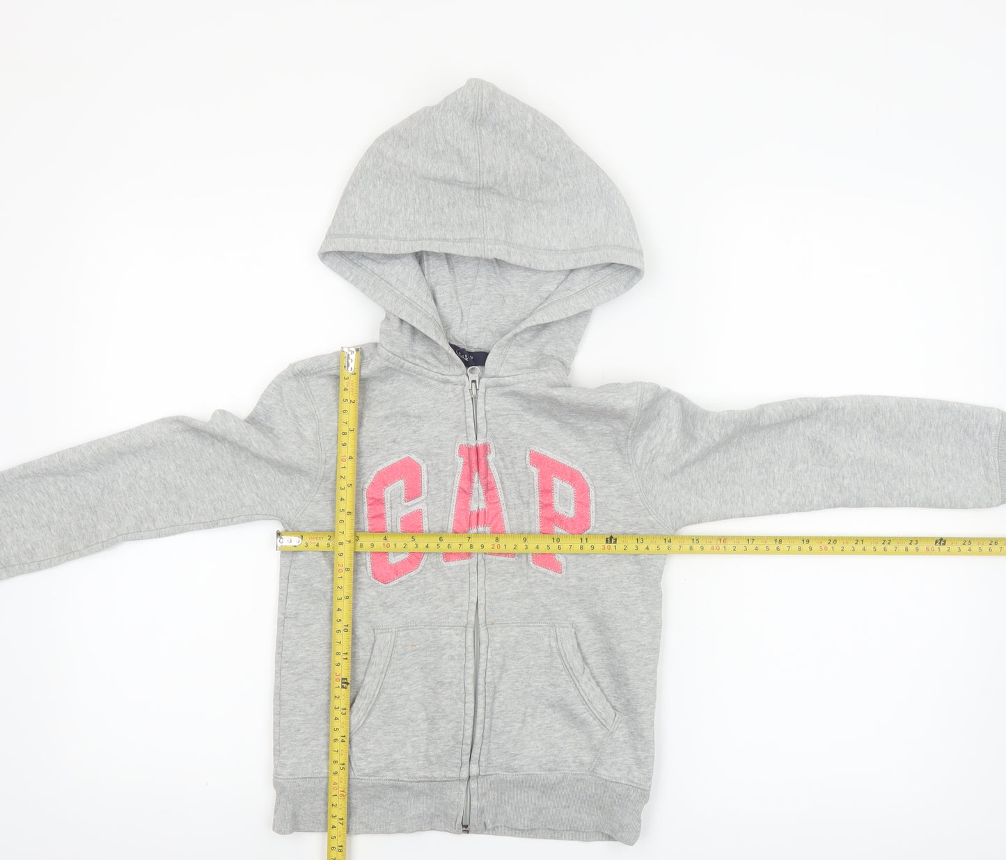 GAP Girls Grey Full Zip Logo Hoodie Size 8-9 Years