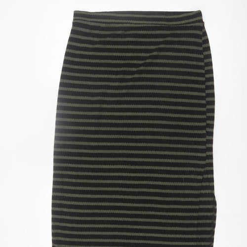 New Look Women's Green Black Striped Pencil Skirt Size 14