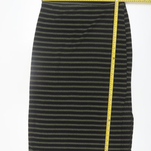 New Look Women's Green Black Striped Pencil Skirt Size 14