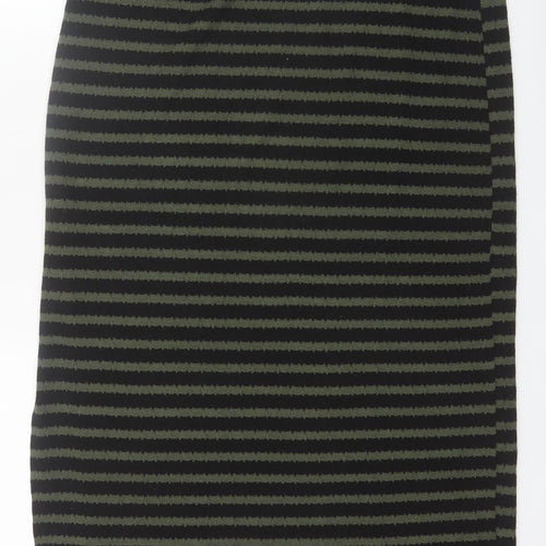 New Look Women's Green Black Striped Pencil Skirt Size 14
