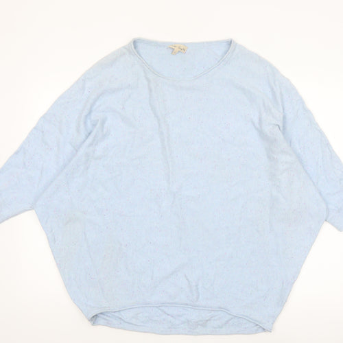 Phase Eight Women Blue Cotton Cashmere Relaxed Pullover Jumper L