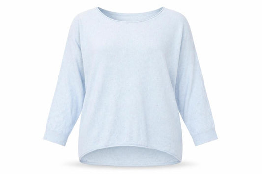 Front view of Phase Eight Women Blue Cotton Cashmere Relaxed jumper L
