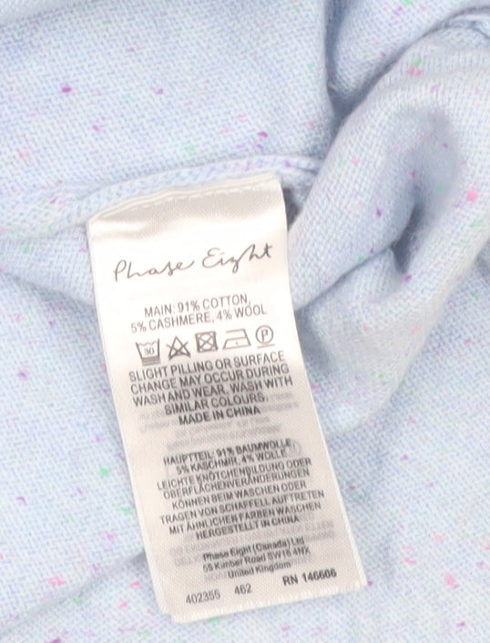 Phase Eight Women Blue Cotton Cashmere Relaxed Pullover Jumper L