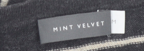 Mint Velvet Women's Grey Striped Crew Neck Long Sleeve Pullover Jumper M