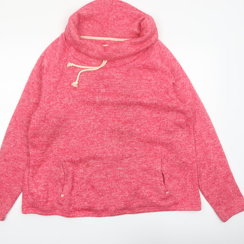 Tu Women Pink Pullover Hoodie Size 20 Cowl Neck Fleece Sweatshirt