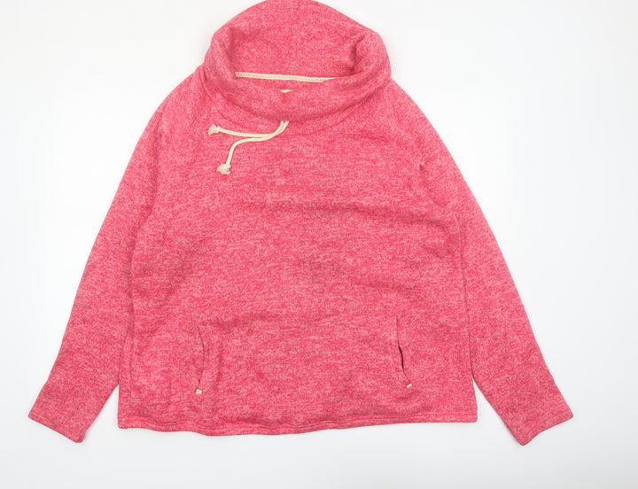 Tu Women Pink Pullover Hoodie Size 20 Cowl Neck Fleece Sweatshirt