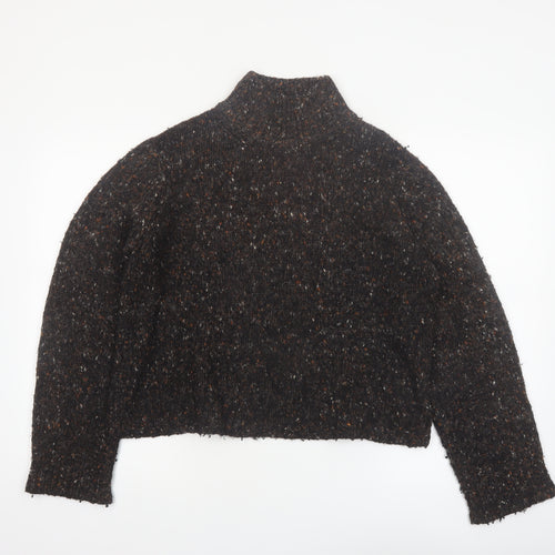 Peruvian Connection Womens Brown Mock Neck Chunky Knit Wool Alpaca Pullover L