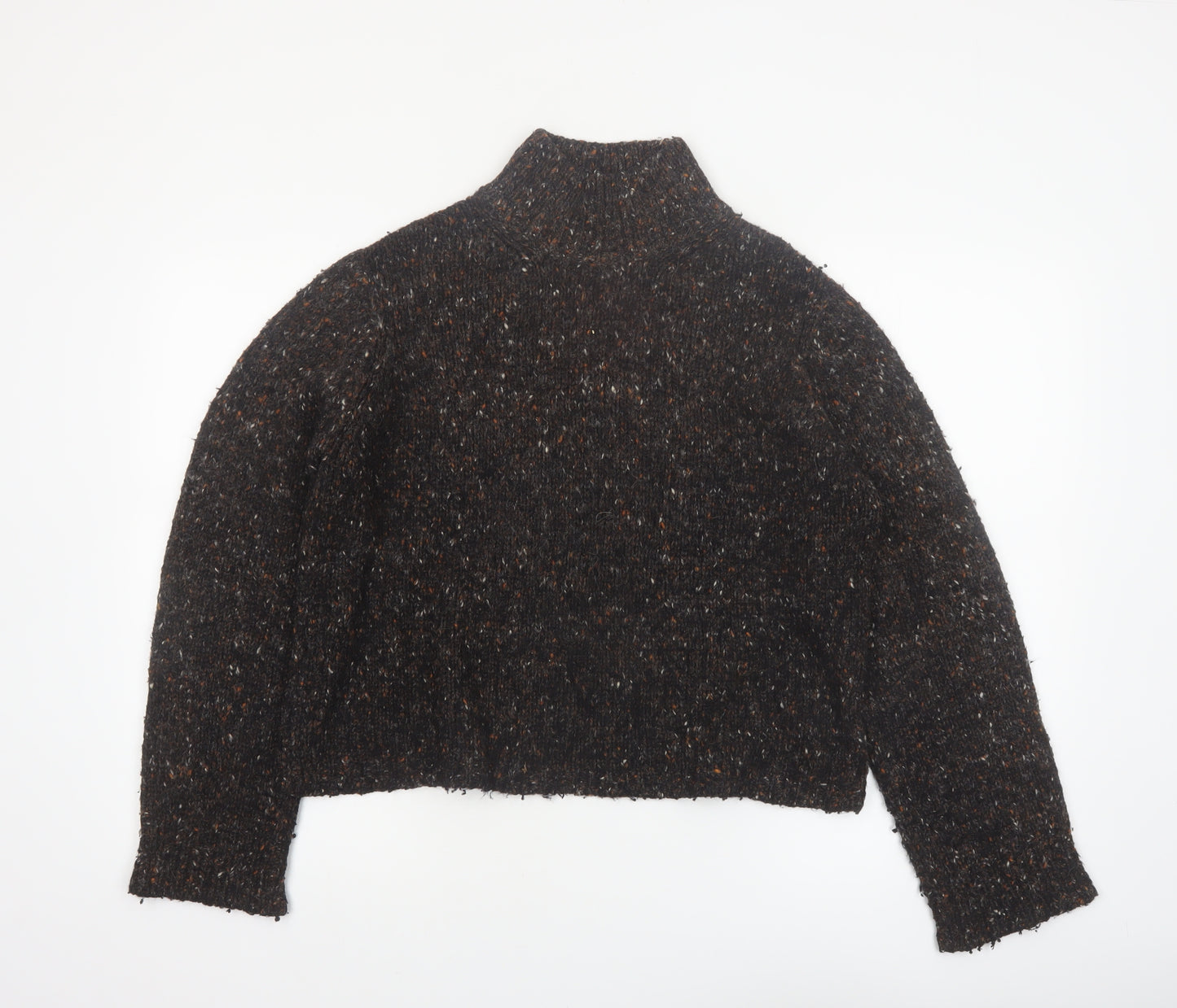 Peruvian Connection Womens Brown Mock Neck Chunky Knit Wool Alpaca Pullover L