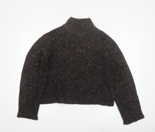 Peruvian Connection Womens Brown Mock Neck Chunky Knit Wool Alpaca Pullover L