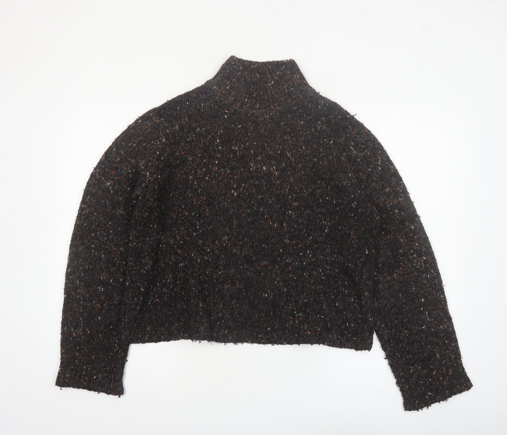 Peruvian Connection Womens Brown Mock Neck Chunky Knit Wool Alpaca Pullover L
