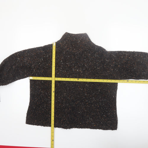 Peruvian Connection Womens Brown Mock Neck Chunky Knit Wool Alpaca Pullover L