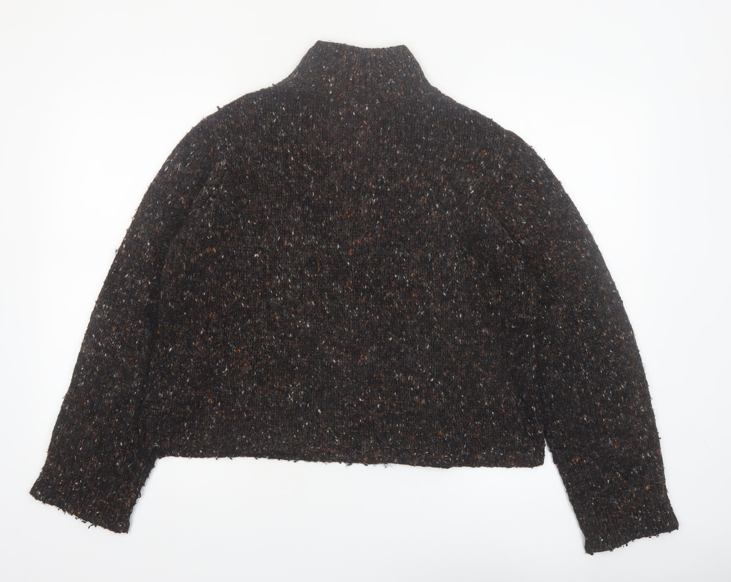 Peruvian Connection Womens Brown Mock Neck Chunky Knit Wool Alpaca Pullover L