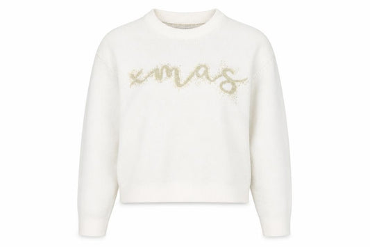 Front view of ASOS DESIGN Women’s Ivory Xmas jumper, size UK 10