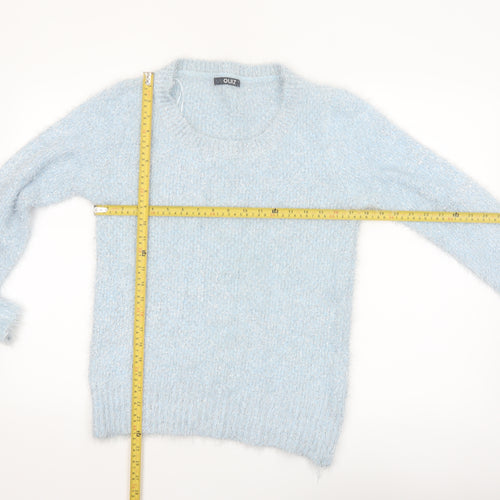 Quiz Women Blue Fluffy Knit Long Sleeve Pullover Jumper Size S