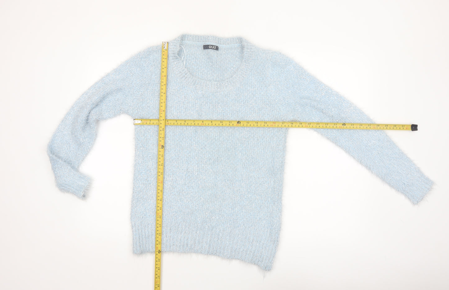 Quiz Women Blue Fluffy Knit Long Sleeve Pullover Jumper Size S