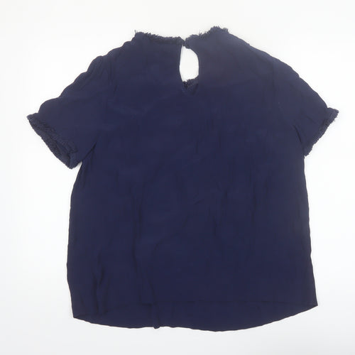 Boden Women's Blue Embroidered Floral Viscose Tunic Blouse Size 12