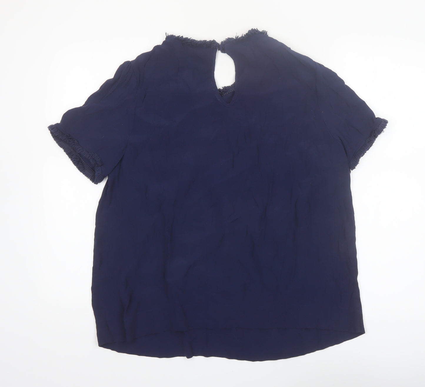 Boden Women's Blue Embroidered Floral Viscose Tunic Blouse Size 12
