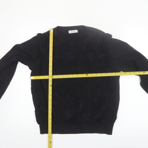 Marks and Spencer Women’s Black Embroidered Floral Cotton Jumper Size 14