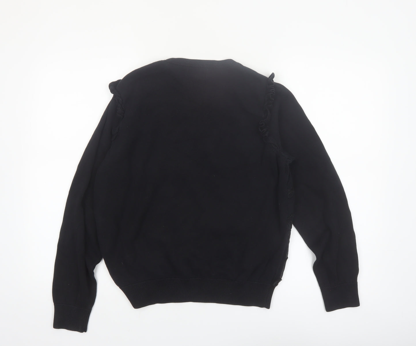 Marks and Spencer Women’s Black Embroidered Floral Cotton Jumper Size 14