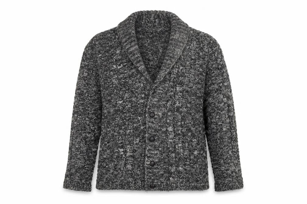 boohooMAN Men's Grey Chunky Knit Shawl Collar Cardigan Size M