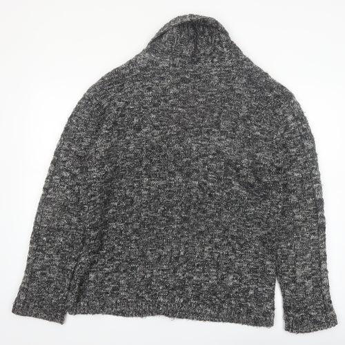boohooMAN Men's Grey Chunky Knit Shawl Collar Cardigan Size M