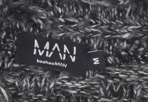 boohooMAN Men's Grey Chunky Knit Shawl Collar Cardigan Size M