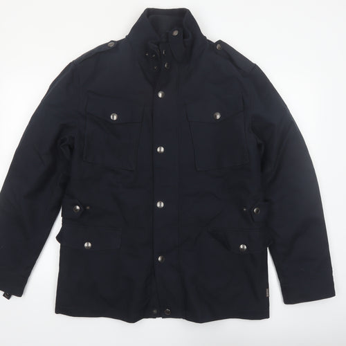 St. George by Duffer Men's Black Medium Military Jacket Cotton