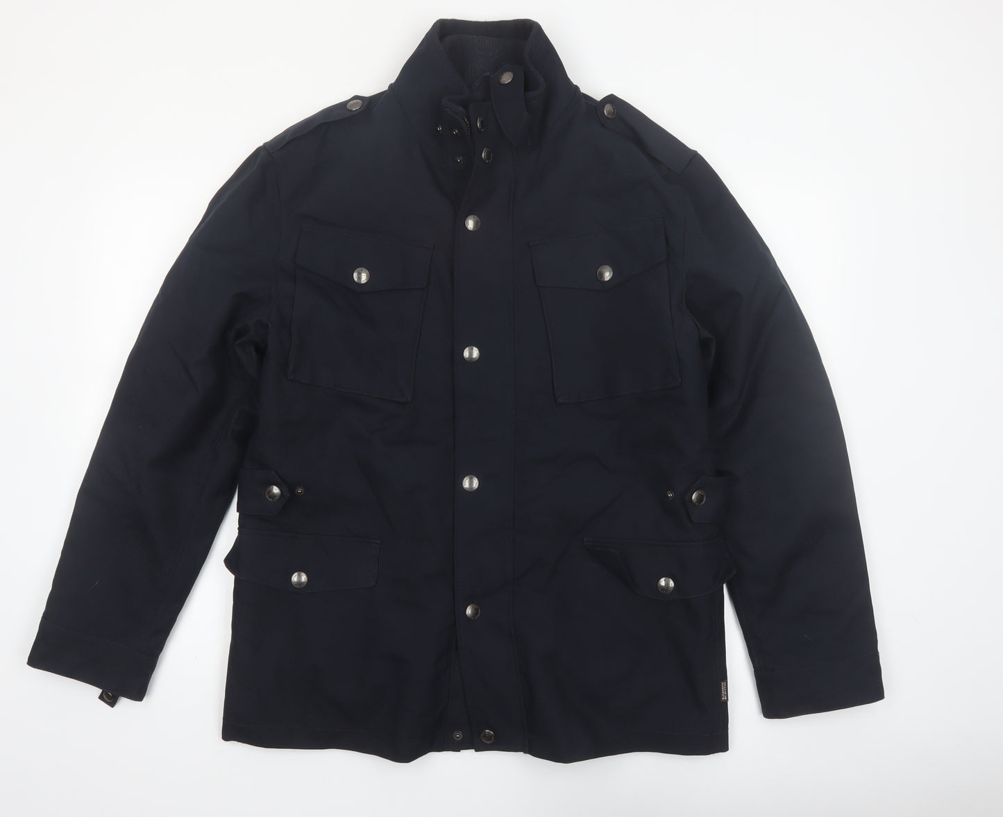 St. George by Duffer Men's Black Medium Military Jacket Cotton