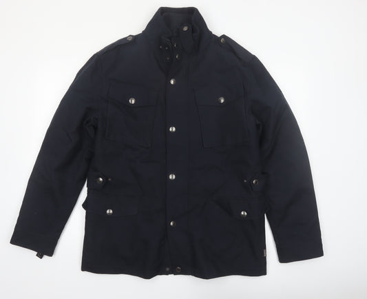 St. George by Duffer Men's Black Medium Military Jacket Cotton
