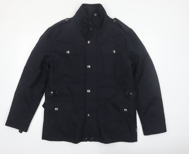 St. George by Duffer Men's Black Medium Military Jacket Cotton