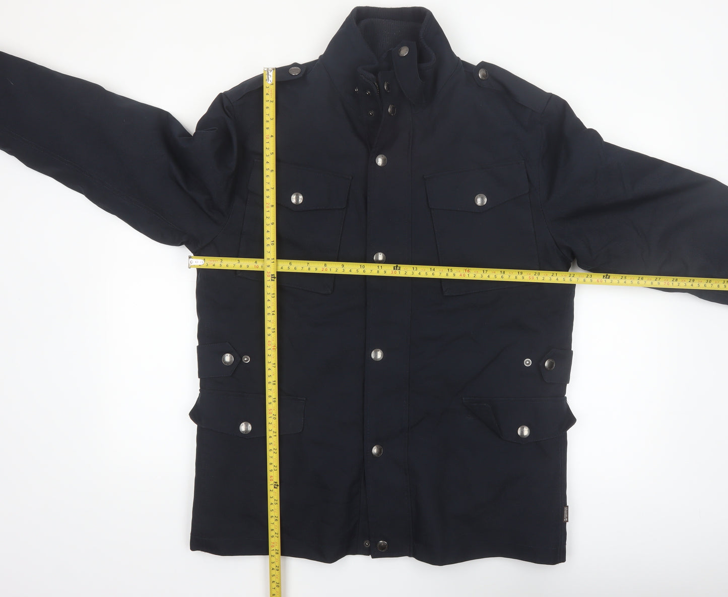 St. George by Duffer Men's Black Medium Military Jacket Cotton