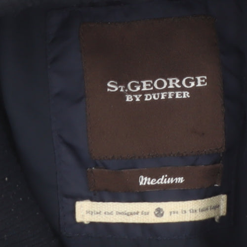 St. George by Duffer Men's Black Medium Military Jacket Cotton