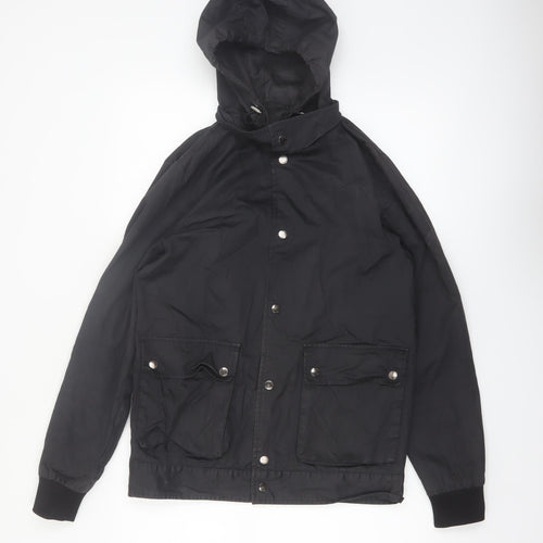 Burton Menswear London Men's Black Small Hooded Cotton Windbreaker Jacket