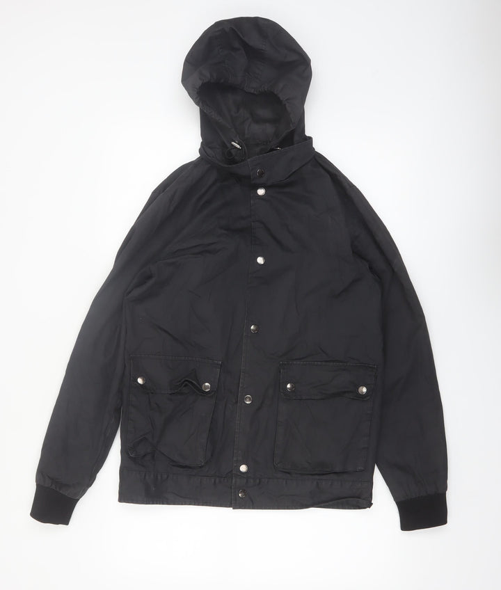 Burton Menswear London Men's Black Small Hooded Cotton Windbreaker Jacket
