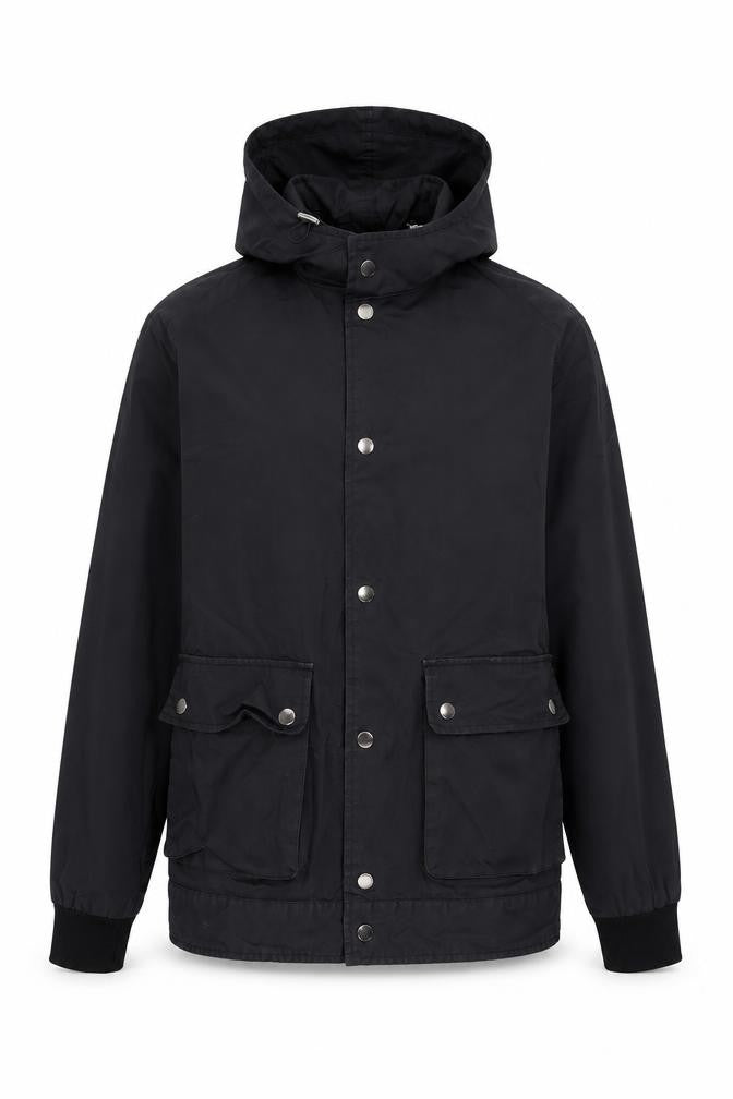 Burton Menswear London Men's Black Small Hooded Cotton Windbreaker Jacket